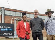 Co-curators of In These Truths, Aitina Fareed-Cooke and Edreys Wajed, alongside Curator of Public Art Aaron Ott.