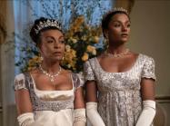 Bridgerton. (L to R) Adjoa Andoh as Lady Danbury, Simone Ashley as Kate Sharma in episode 201 of Bridgerton. Cr. Liam Daniel/Netflix © 2022 