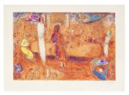 Marc Chagall, Mégaclès reconnait sa Fille pendant le Festin, from Daphnis et Chloé, 1961. Lithograph printed on Arches wove paper, signed in pencil. Estimated: $20,000 - 27,000.