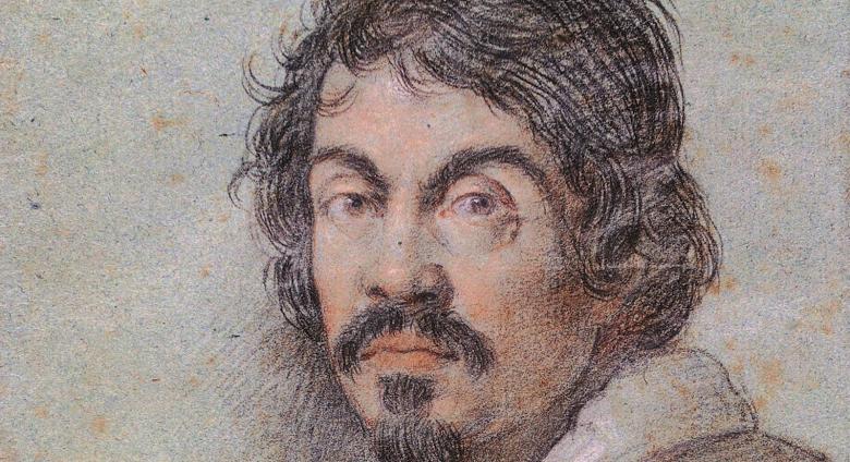 Chalk portrait of Caravaggio by Ottavio Leoni, circa 1621