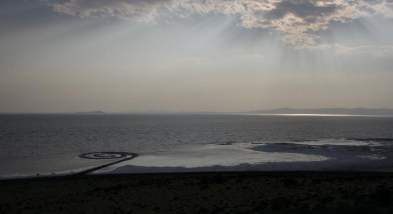 Robert Smithson's Spiral Jetty earth art in the great salt lake