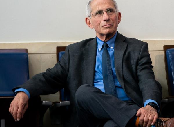 Dr. Anthony S. Fauci in the James S. Brady Press Briefing Room of the White House 