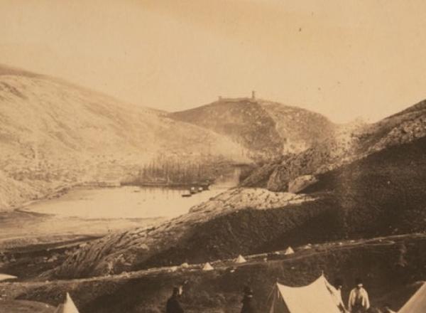 Roger Fenton, View of Balaklava from the top of Guard's Hill. Ukraine Crimea, 1855.