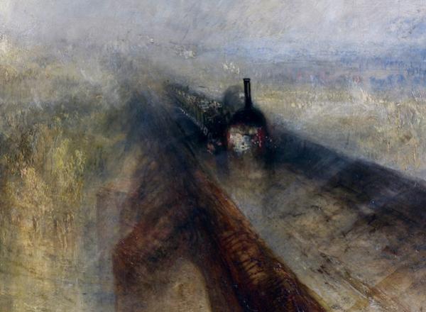 J.M.W Turner, Rain, Steam and Speed – The Great Western Railway (1844). Oil on canvas, 91 × 121.8 cm (36 × 48.0 in). National Gallery, London