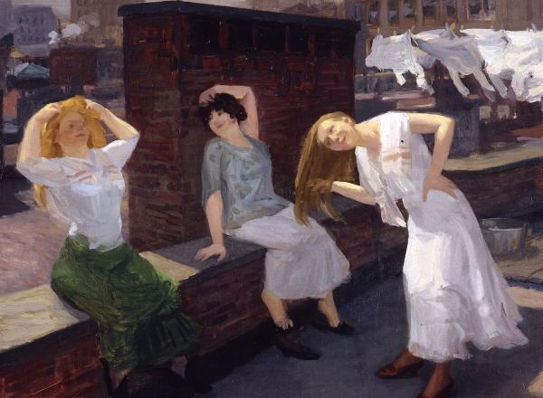 John Sloan, Sunday, Women Drying Their Hair, 1912. Oil on canvas. 26 1/8 in. x 32 1/8 in. (66.36 cm x 81.6 cm). Addison Gallery of American Art, Phillips Academy, Andover, MA.