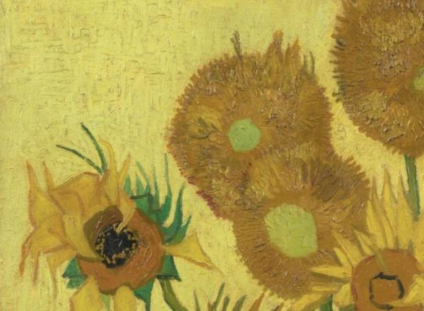 Vincent Van Gogh, detail of Sunflowers, Arles, January 1889. Oil on canvas.